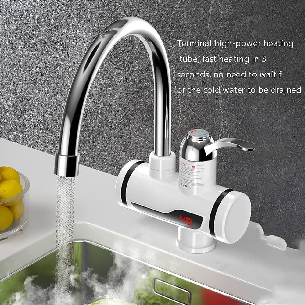 Instant Electric Water Heater Faucet Tap Hot Tap Home-Kitchen Water Heating Instantaneous Water Heater Tank less for Tap (3000W) ,LED Electric Head Water Heaters For Home Kitchen